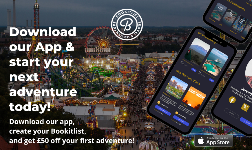 Download our App create your Bookitlist and get 50 off your first adventure