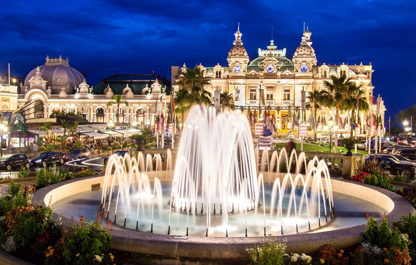 Monako monte karlo casino dvorets fontan noch ogni